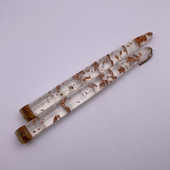 Vintage Copper Fleck Lucite Candles Mid Century Modern